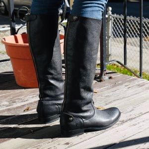 FRYE Melissa Black Stud Zip Back Leather Boots